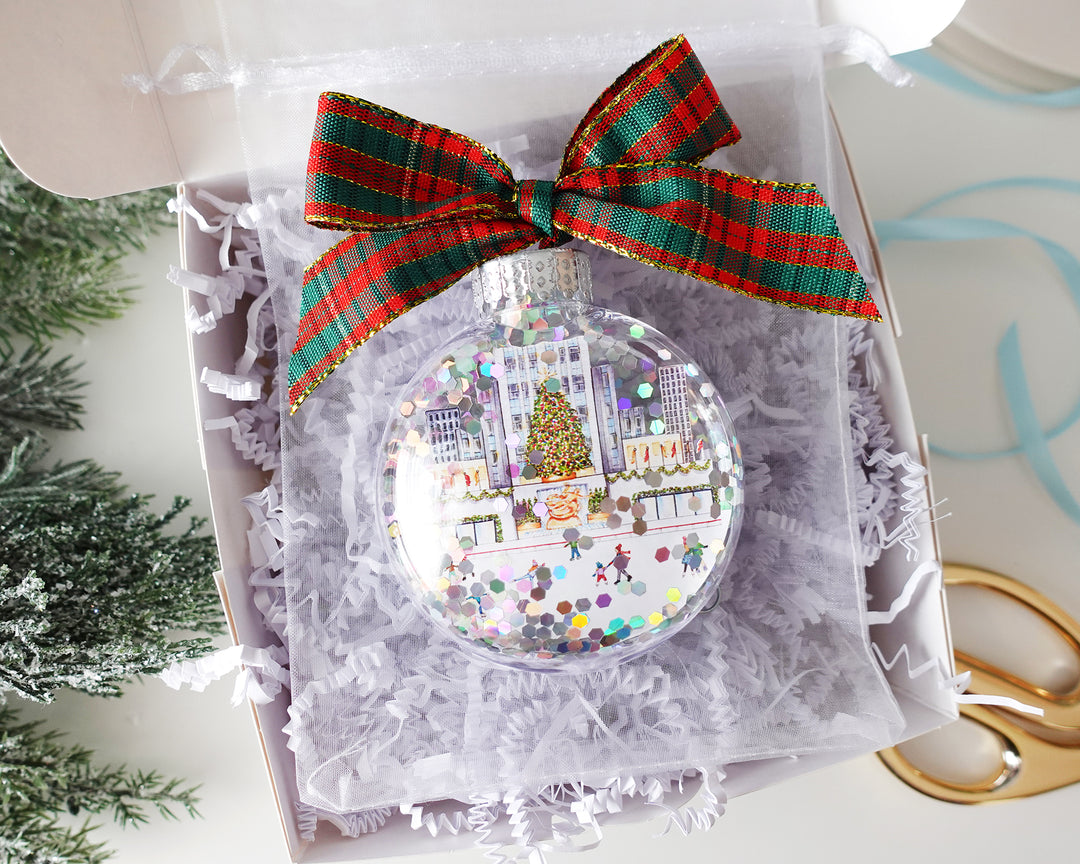 Rockefeller Center NYC Glitter Christmas Ornament