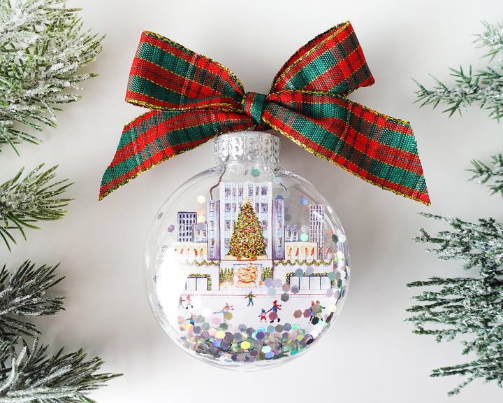 Rockefeller Center NYC Glitter Christmas Ornament