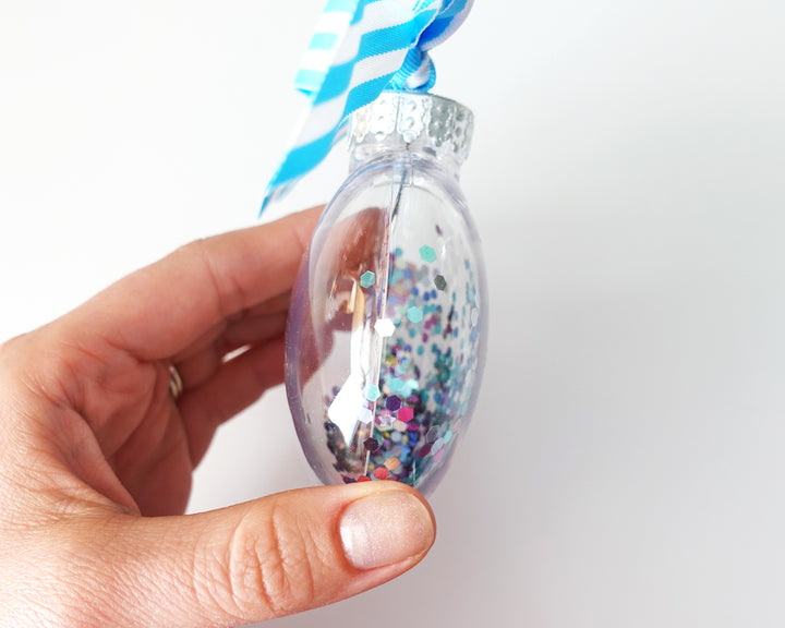 Santorini Greece Glitter Christmas Ornament