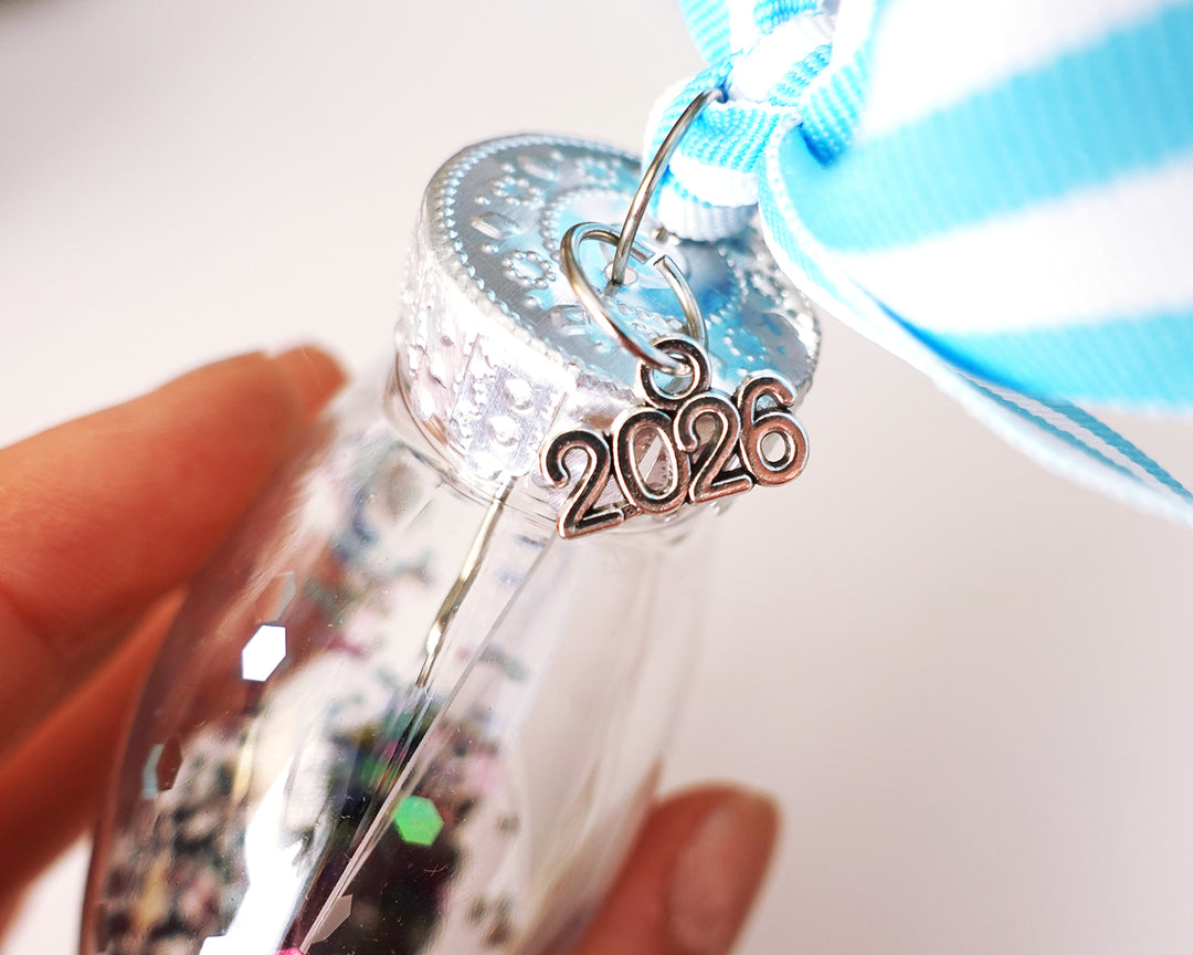 Santorini Greece Glitter Christmas Ornament