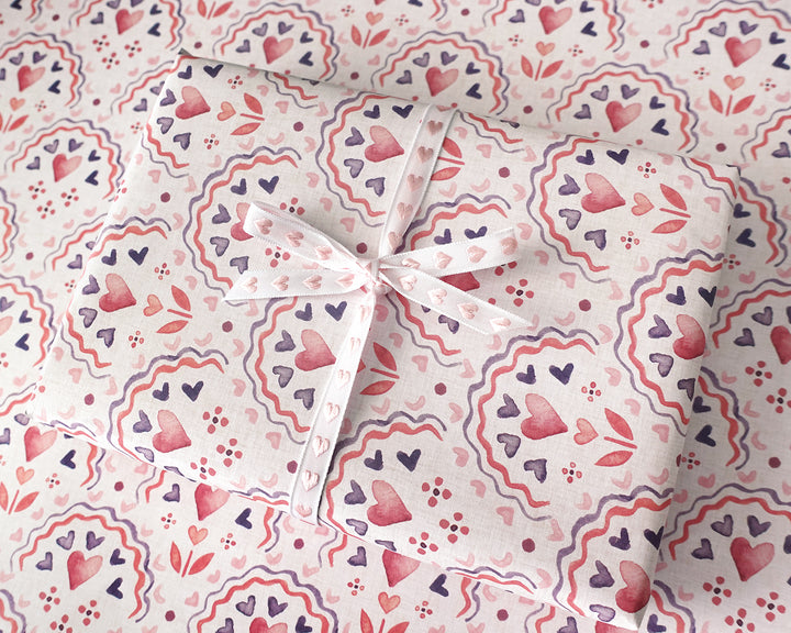 Scalloped Hearts Gift Wrap Sheets