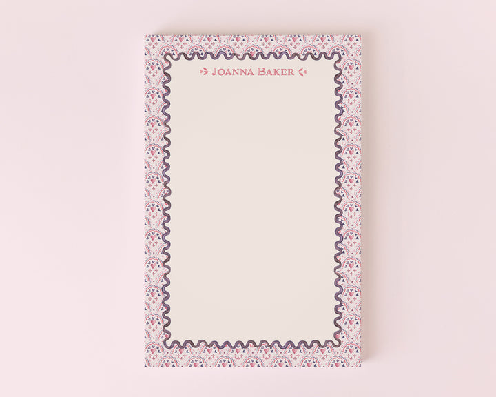Scalloped Hearts Personalized Notepad