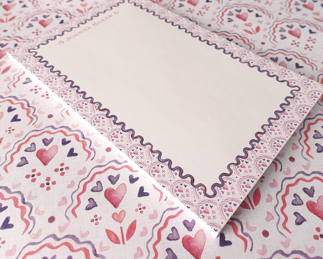 Scalloped Hearts Personalized Notepad