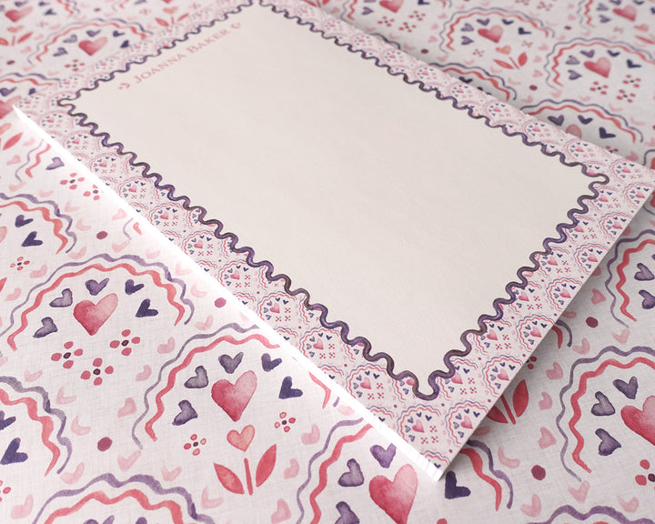 Scalloped Hearts Personalized Notepad