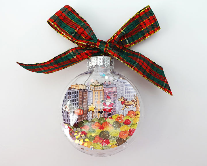 Thanksgiving Parade in NYC Glitter Christmas Ornament