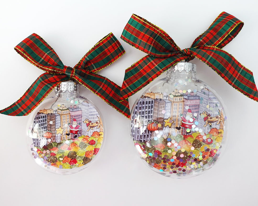 Thanksgiving Parade in NYC Glitter Christmas Ornament