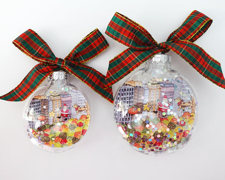 Thanksgiving Parade in NYC Glitter Christmas Ornament