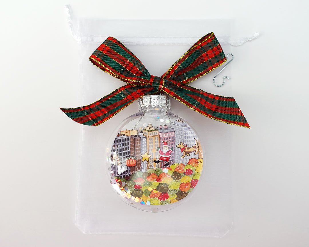 Thanksgiving Parade in NYC Glitter Christmas Ornament