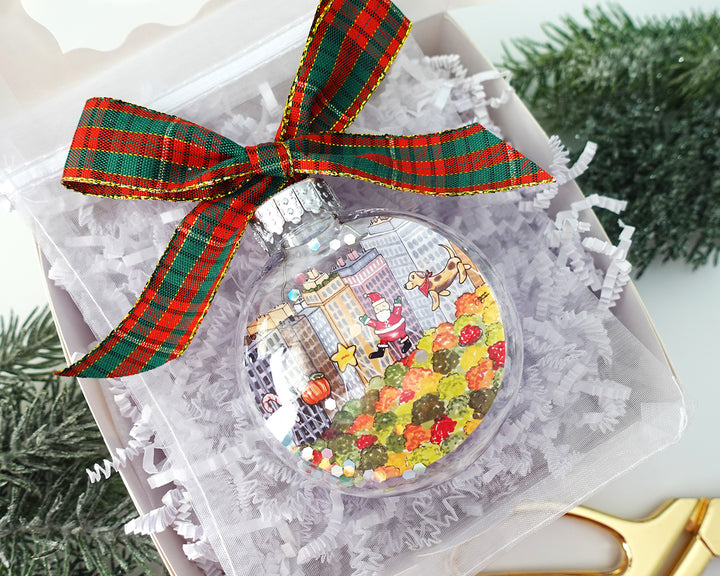 Thanksgiving Parade in NYC Glitter Christmas Ornament