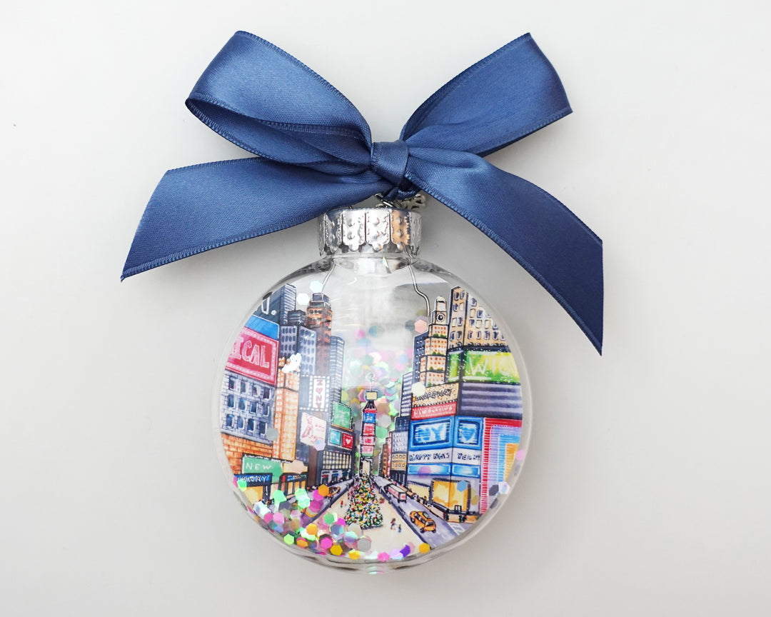 Times Square NYC Glitter Christmas Ornament
