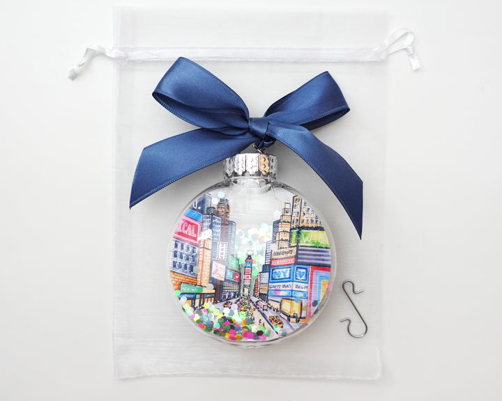 Times Square NYC Glitter Christmas Ornament