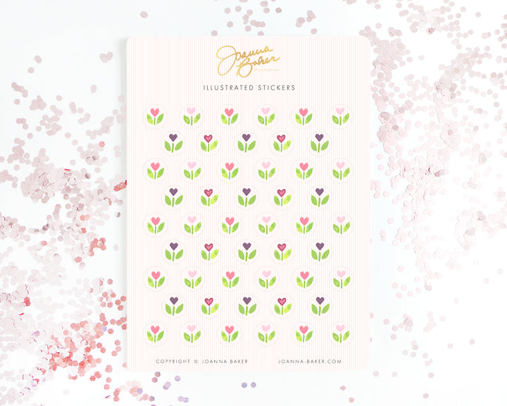 Tulip Hearts Sticker Sheet