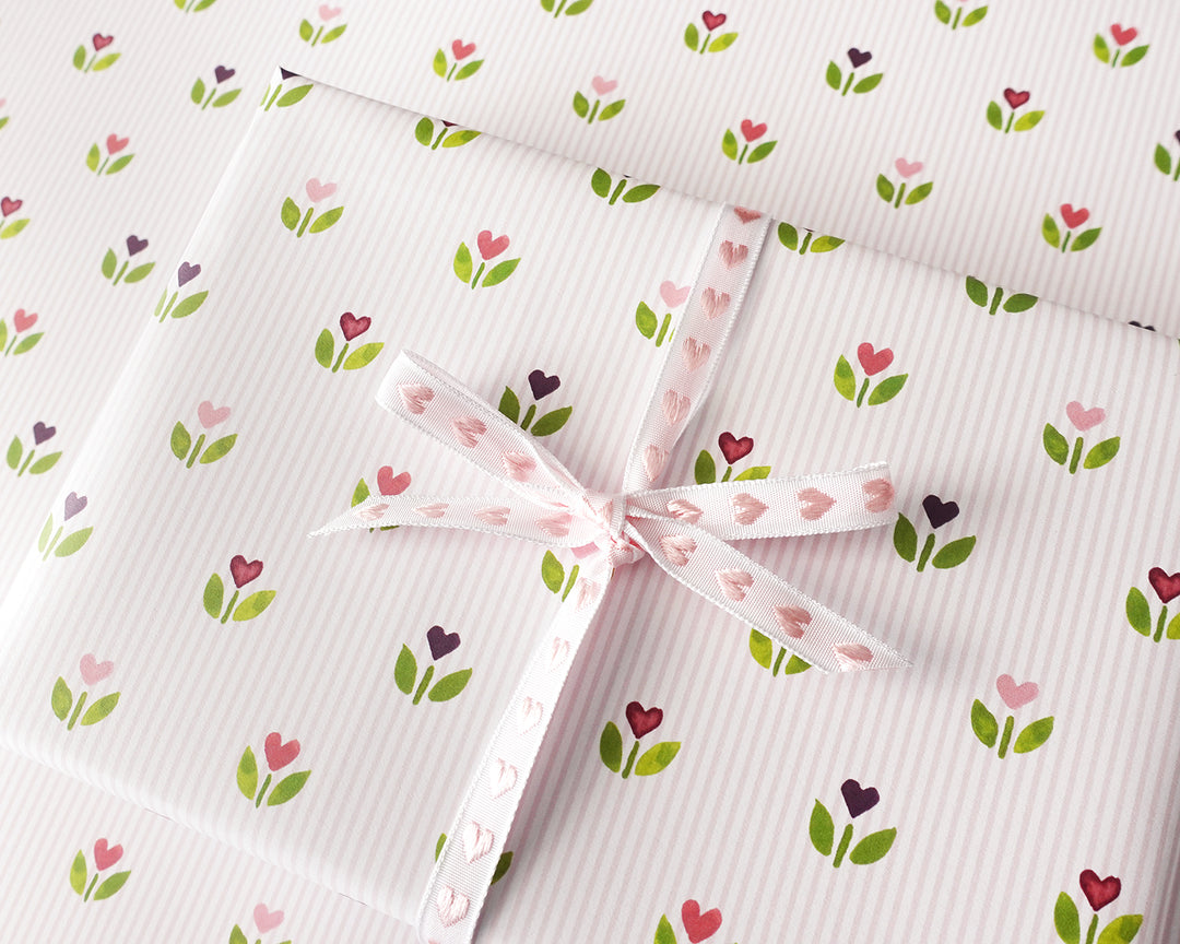 Tulip Hearts Gift Wrap Sheets