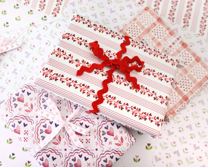Cross Stitch Hearts Gift Wrap Sheets