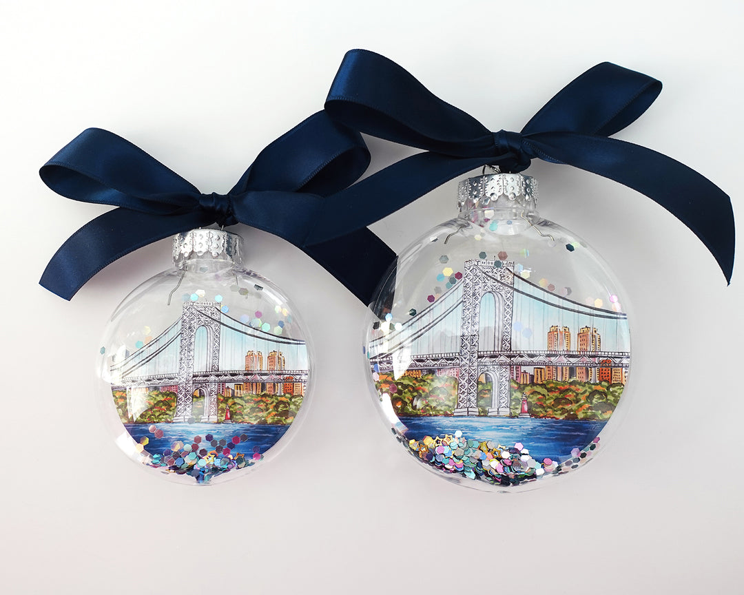 Washington Heights NYC Glitter Christmas Ornament
