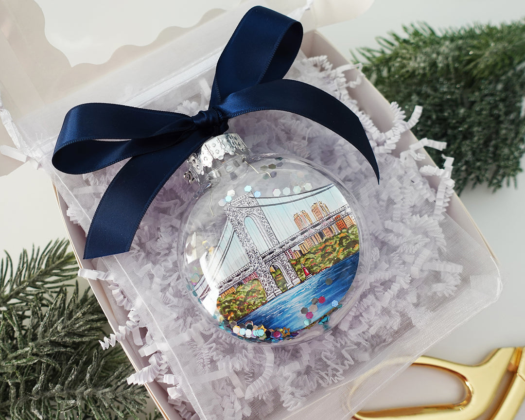 Washington Heights NYC Glitter Christmas Ornament