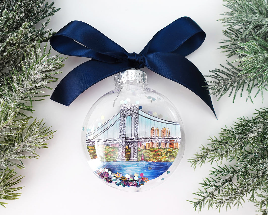 Washington Heights NYC Glitter Christmas Ornament