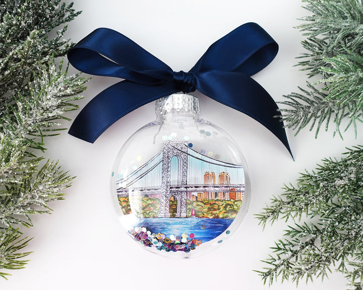 Washington Heights NYC Glitter Christmas Ornament