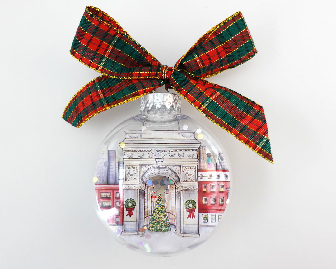 Washington Square Park NYC Glitter Christmas Ornament