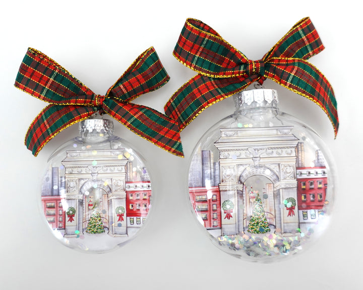 Washington Square Park NYC Glitter Christmas Ornament