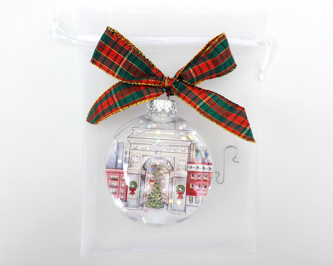 Washington Square Park NYC Glitter Christmas Ornament