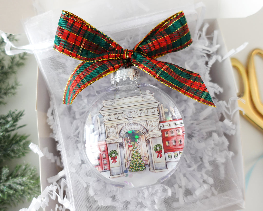 Washington Square Park NYC Glitter Christmas Ornament