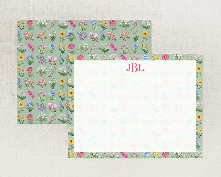 Flower Garden Personalized Note Card Set