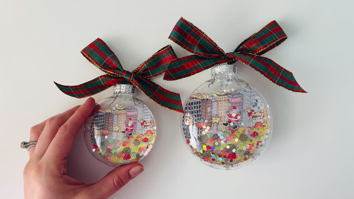 Thanksgiving Parade in NYC Glitter Christmas Ornament
