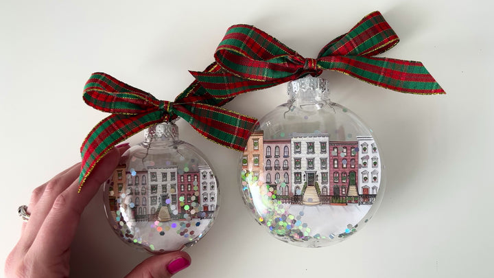 City Sidewalks NYC Glitter Christmas Ornament