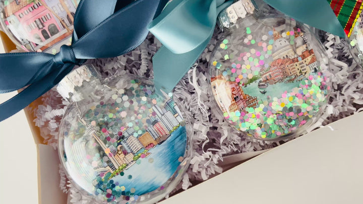 Create Your Own City Glitter Ornament Gift Set of 6