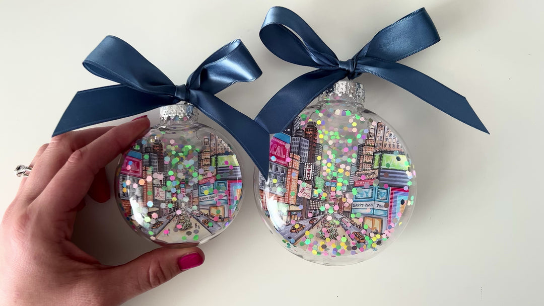 Times Square NYC Glitter Christmas Ornament