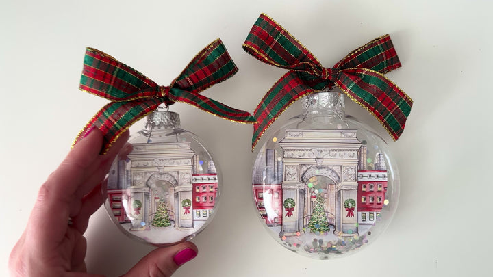 Washington Square Park NYC Glitter Christmas Ornament