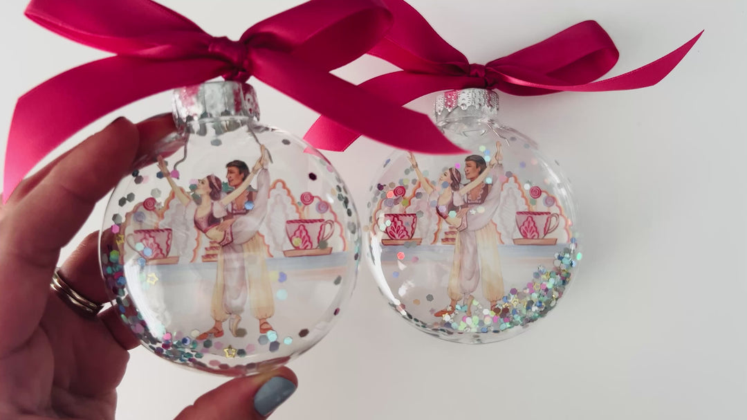 Coffee Dancer Nutcracker Glitter Christmas Ornament