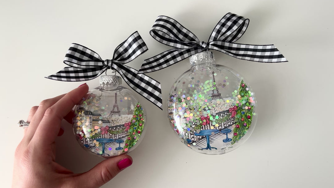 Paris Eiffel Tower Glitter Christmas Ornament