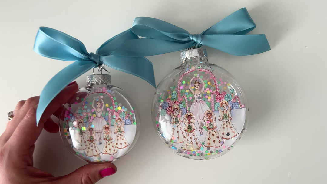 Angels & the Sugar Plum Fairy Nutcracker Glitter Christmas Ornament