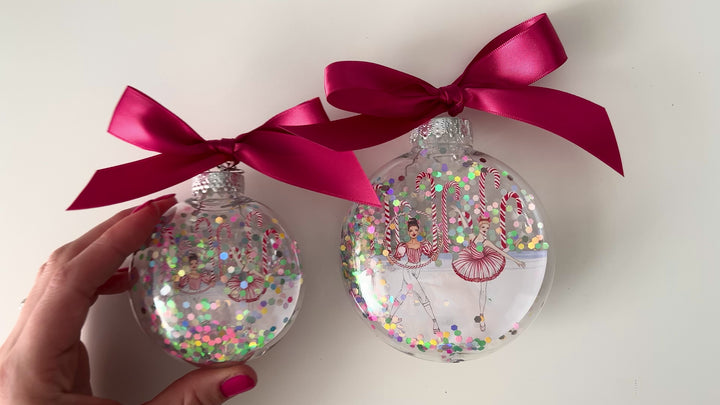 Peppermint Dancers Nutcracker Glitter Christmas Ornament