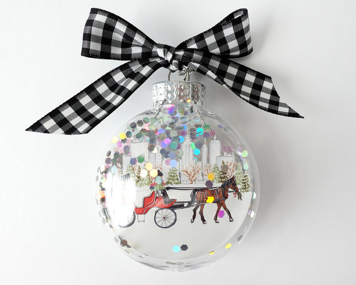 Central Park Carriage NYC Glitter Ornament
