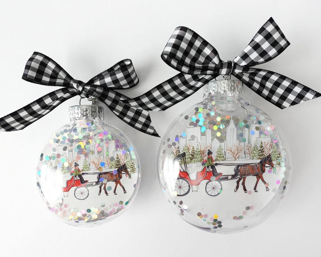 Central Park Carriage NYC Glitter Ornament