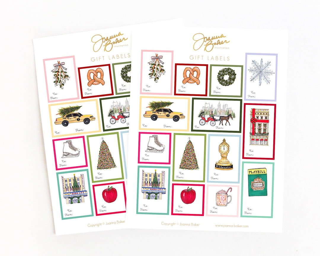 Christmas in New York Holiday Gift Label Stickers