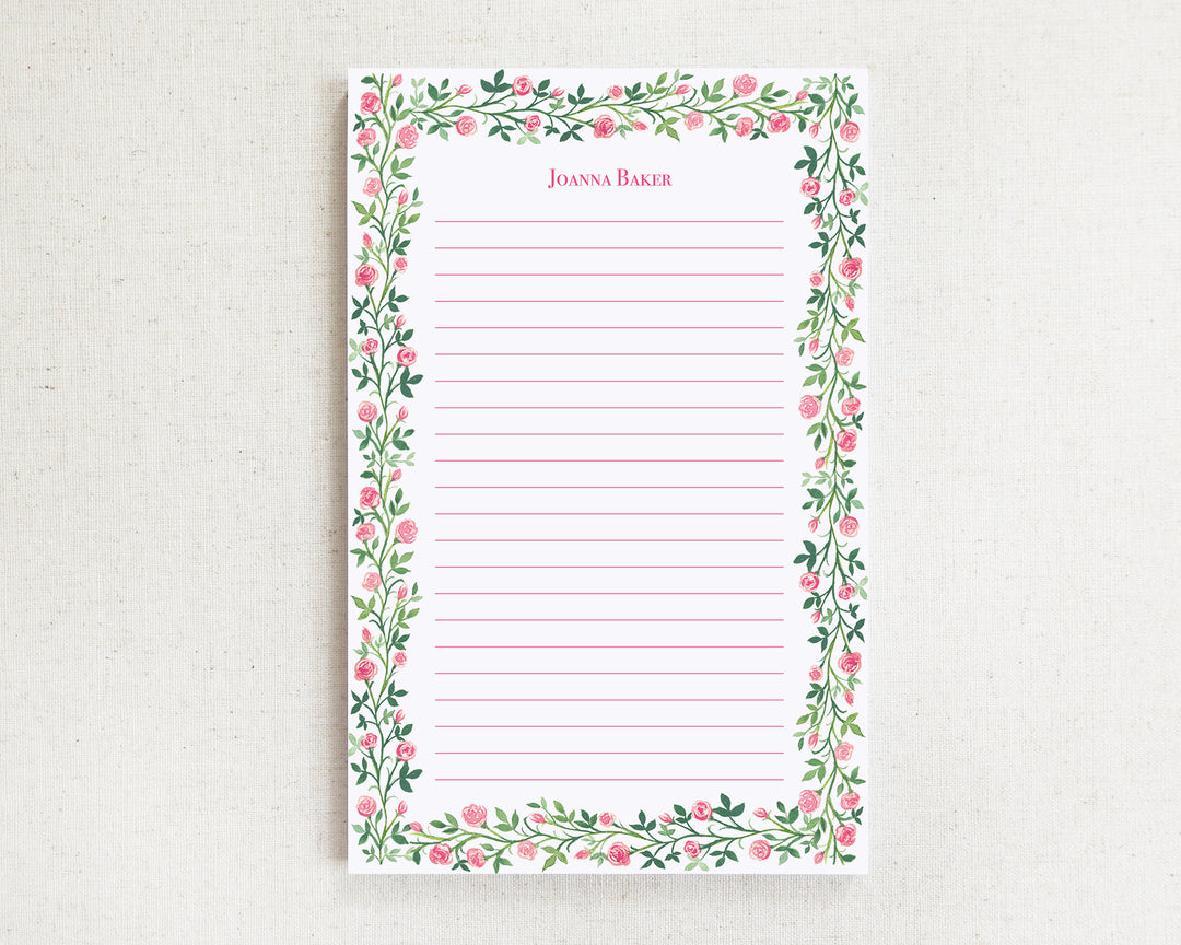 Climbing Roses Personalized Notepad