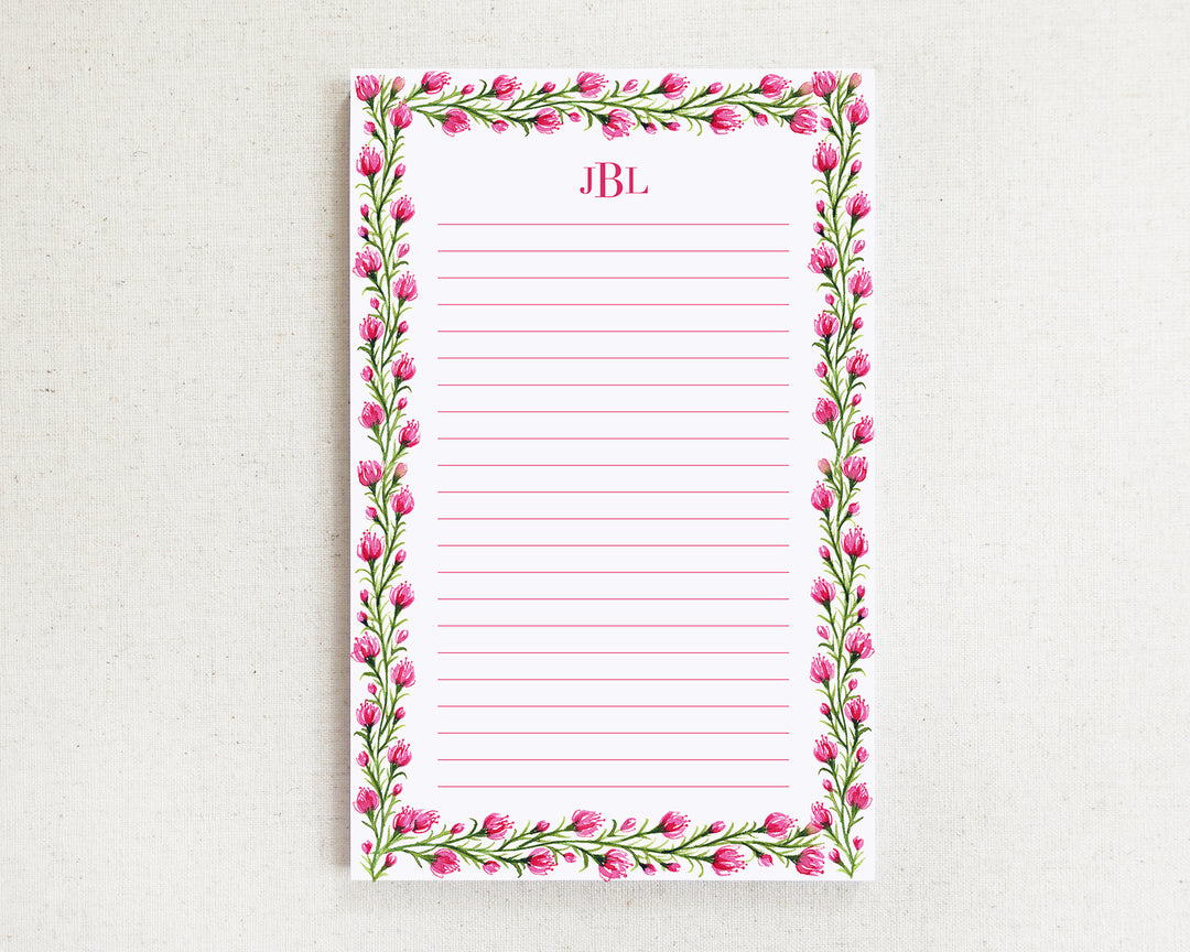 Fuchsia Vines Personalized Notepad