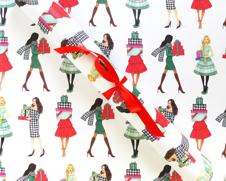 Merry Gifters Fashion Illustration Holiday Gift Wrap Sheets