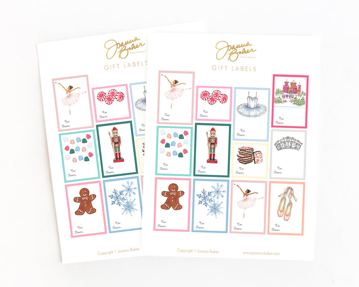 Nutcracker Ballet Holiday Gift Label Stickers