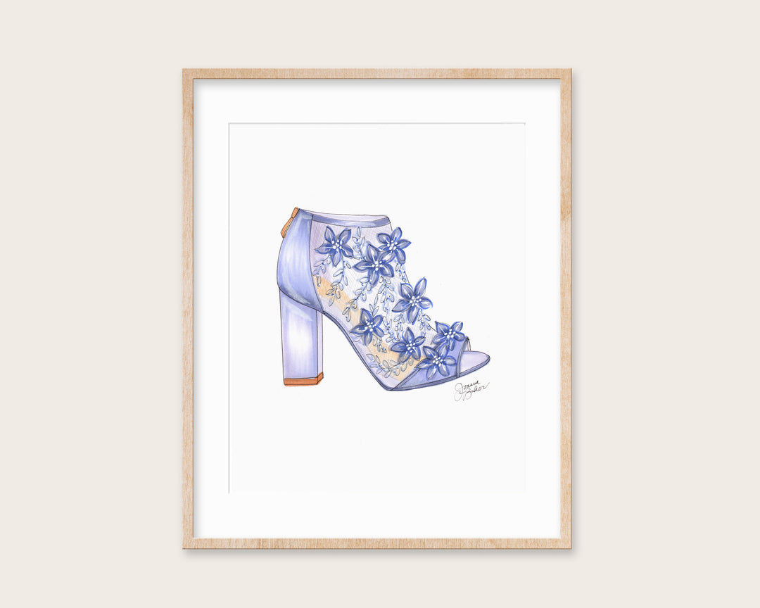 Spring Inspired Shoe - Original Marker & Ink Illustration