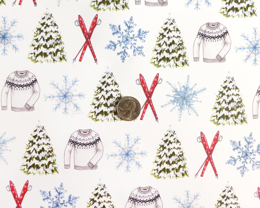 Winter Ski Chalet Fashion Holiday Gift Wrap Sheets