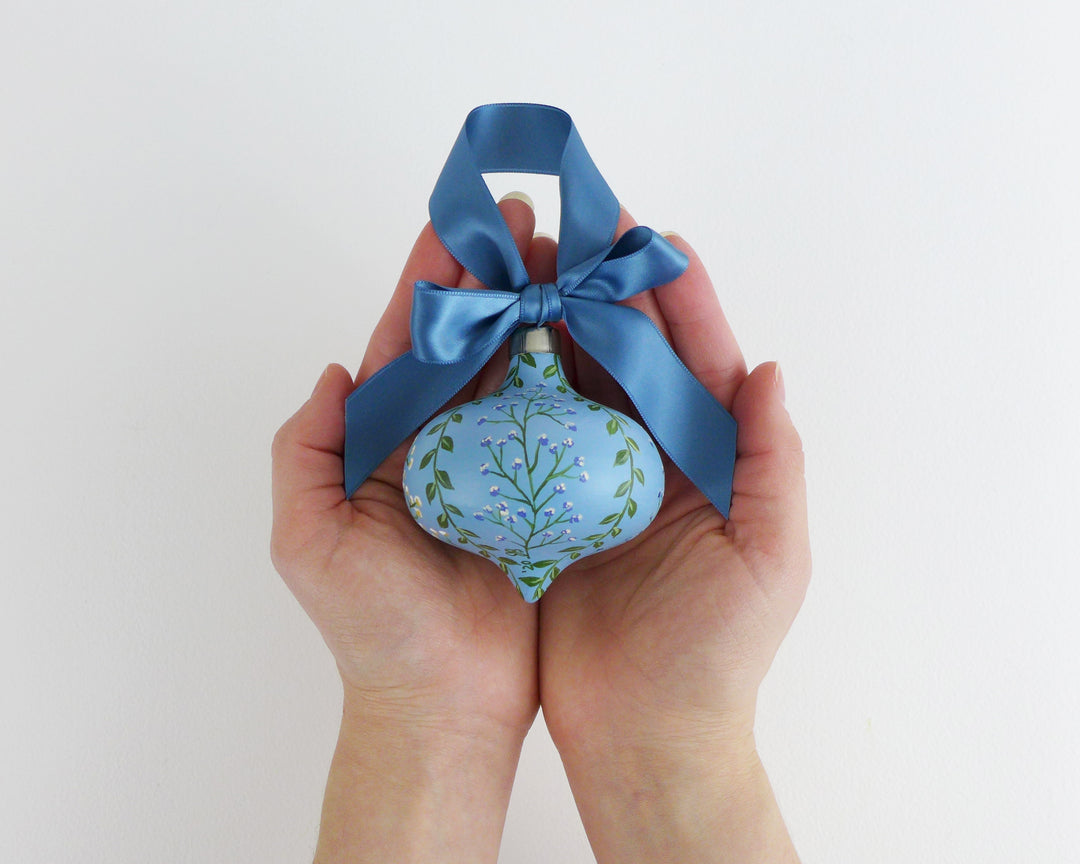 Petite Fleurs in Blue Heirloom Ornament