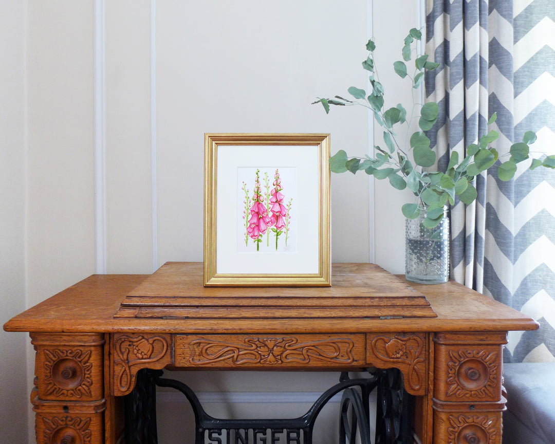 "Bright Pink Foxglove" an Original Watercolor Painting