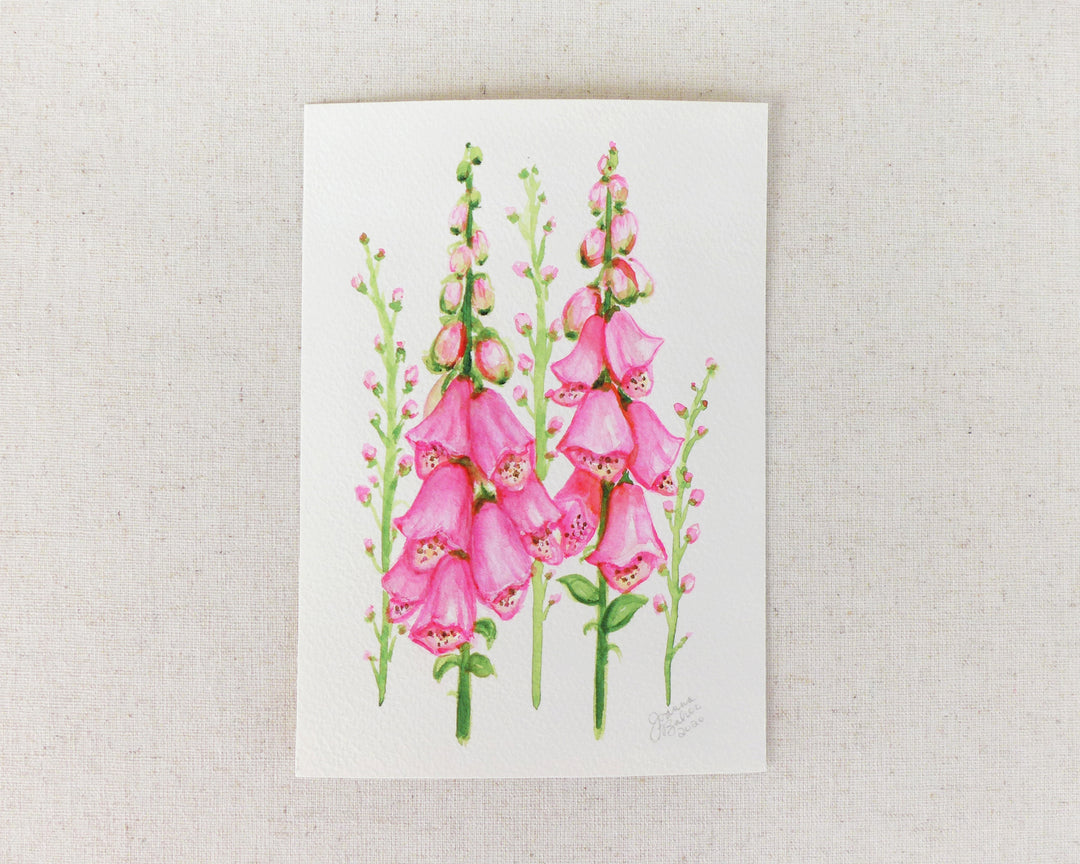 "Bright Pink Foxglove" an Original Watercolor Painting