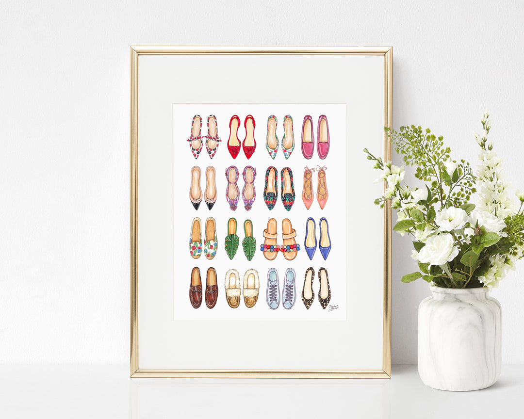 All The Shoes (Flats) Fashion Illustration Art Print