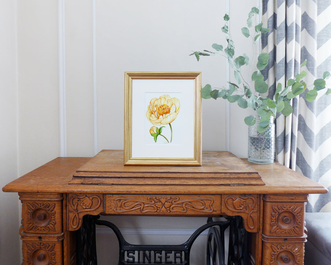 "Yellow Peony" an Original Watercolor Painting